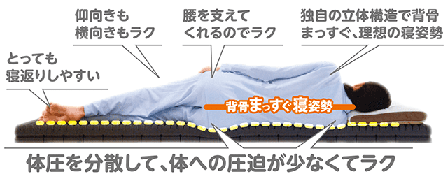 西川 整圧敷きふとん 整圧マットレス 体圧を分散して体への圧迫が少なくラク