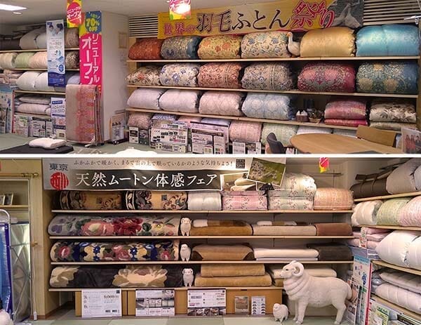 たけじん 店内 羽毛 ムートン ムートンラグ